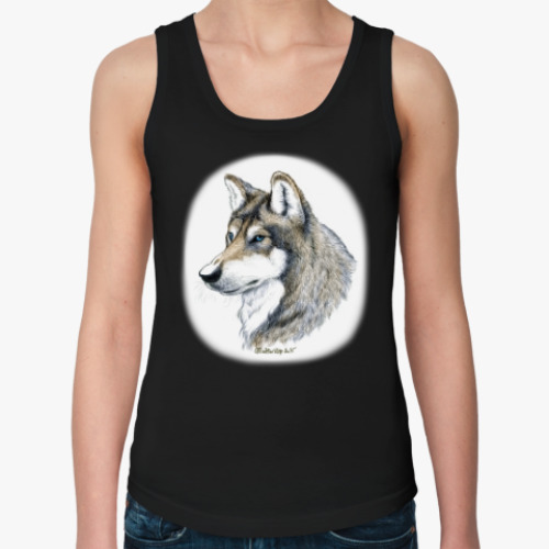 Женская майка с принтом 'Лесной волк'