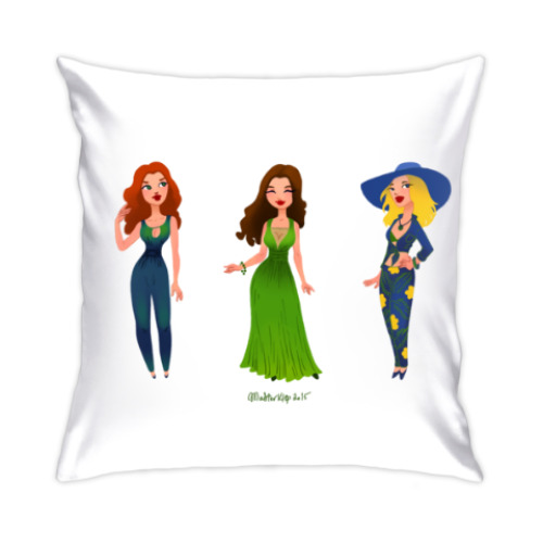 Подушка с принтом 'Модницы'