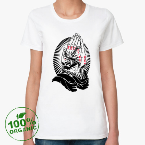 Женская футболка из органик-хлопка с принтом Надейся и молись!