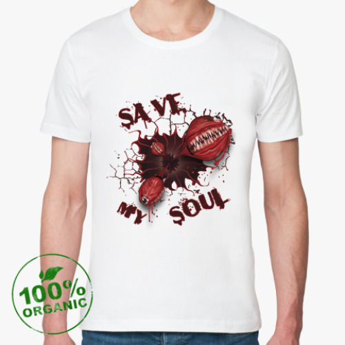 Футболка из органик-хлопка с принтом Спасите мою душу