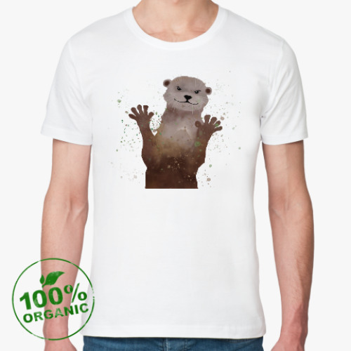Футболка из органик-хлопка с принтом Выдра и брызги