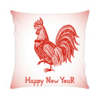 Подушка 35x35 см с цветной обратной стороной Огненный петух. Новый год