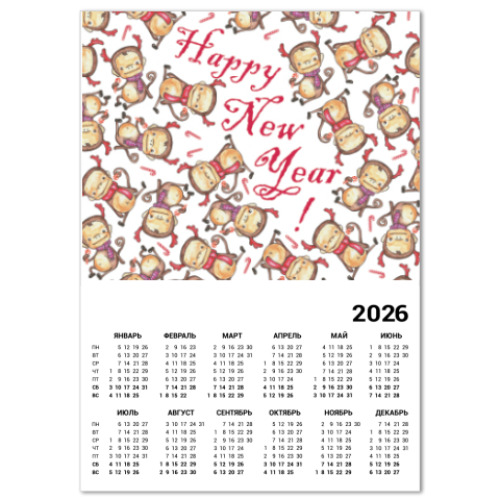 Календарь с принтом Happy New Year