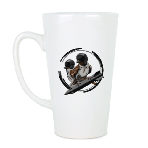 Чашка Латте с принтом Птицы воробьи-истребители