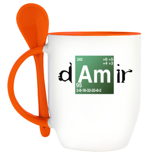 Кружка с ложкой с принтом Дамир ('Во все тяжкие')