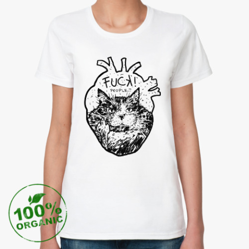 Женская футболка из органик-хлопка с принтом Fuck people
