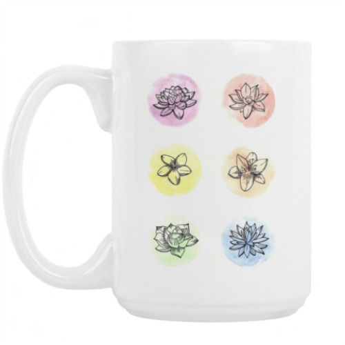 Кружка с принтом Акварельные цветы