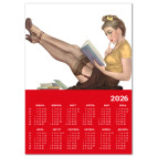 Календарь A4 2026, красный Девушка