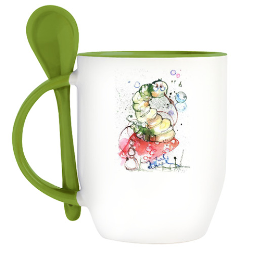 Кружка с ложкой с принтом Абсолем