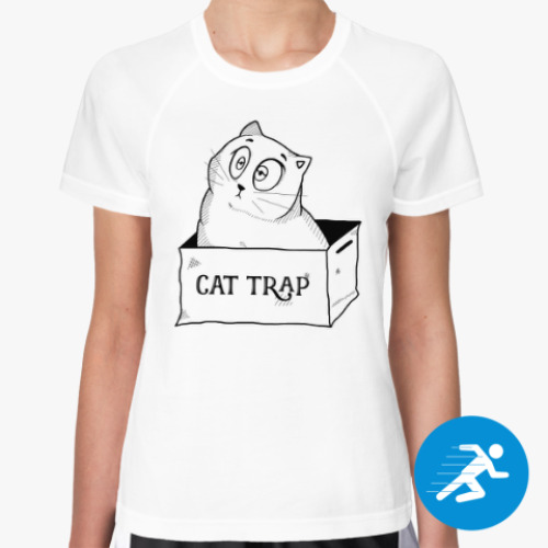 Женская спортивная футболка с принтом Ловушка для кота