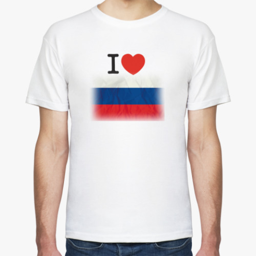 Футболка с принтом  Я ЛЮБЛЮ РОССИЮ