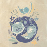 С котиком, узорами и цветами скетч