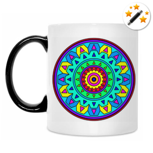 Кружка-хамелеон с принтом Яркая мандала