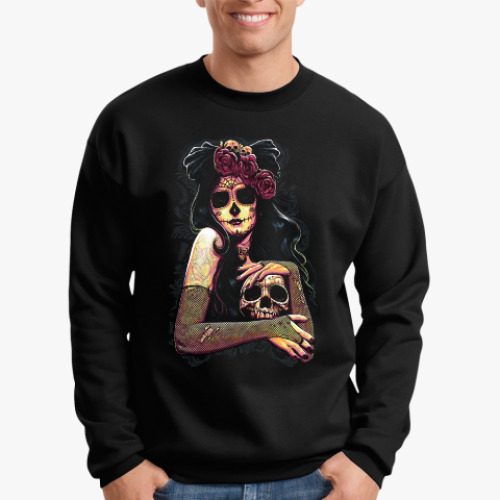 Свитшот с принтом Девушка с Черепом