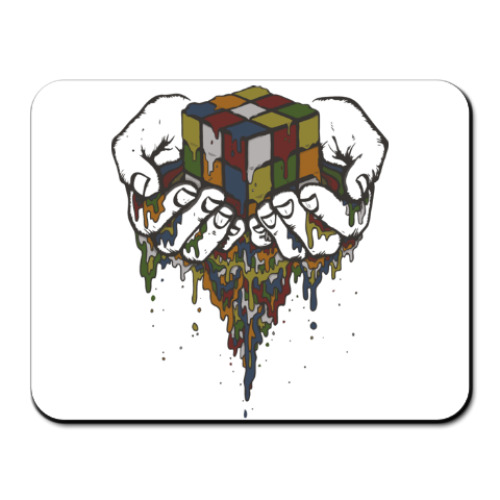 Коврик для мыши с принтом Кубик Рубика в руках