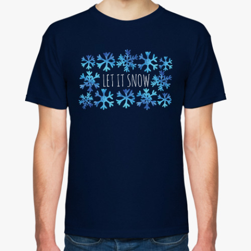 Футболка с принтом Let it snow/ снежинки
