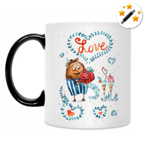 Кружка-хамелеон с принтом Любовь и фрукты