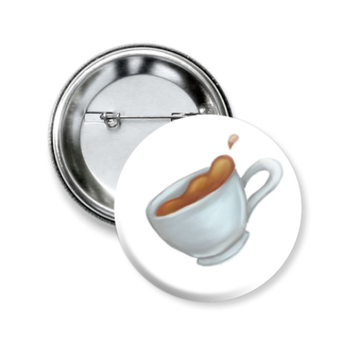 Значок 50мм с принтом Падающий чай.