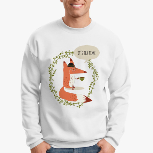 Свитшот с принтом С лисой и чаем