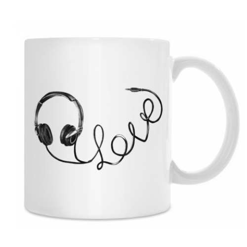 Кружка с принтом LOVE-наушники