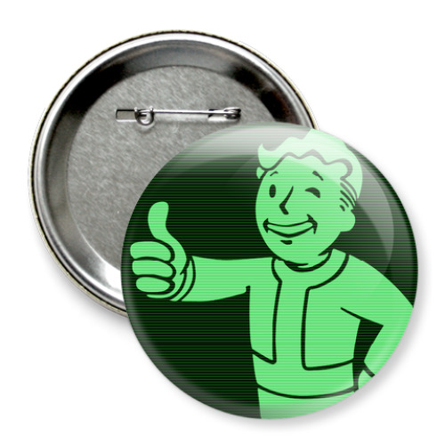 Значок 75мм с принтом  'Vault Boy'