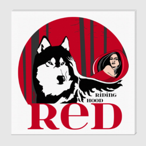 Холст с принтом Волк и красная шапочка