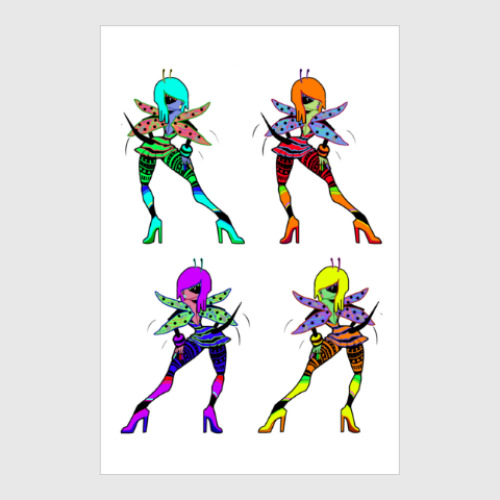 Постер с принтом Веселые танцующие пчелки