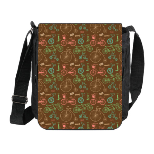 Сумка на плечо (мини-планшет) с принтом Велосипеды