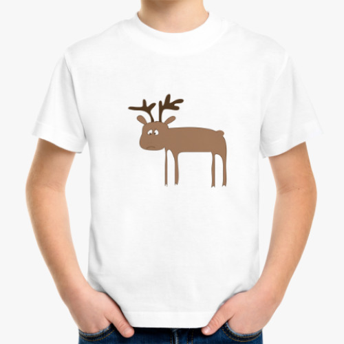 Детская футболка с принтом Грустный лось