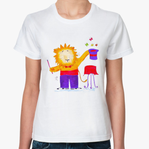 Классическая футболка с принтом Лев-добряк