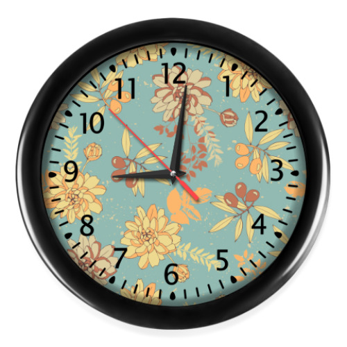 Настенные часы с принтом  винтажные цветы