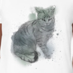 Серый сердитый кот