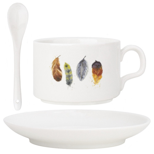Кофейный набор с принтом Парящие перья