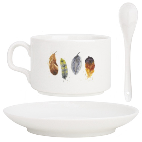 Кофейный набор с принтом Парящие перья