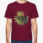 Классическая футболка Медведь. Деревья. Темный лес.