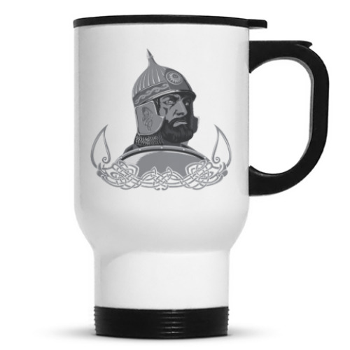 Кружка-термос с принтом витязь, воин, солдат.