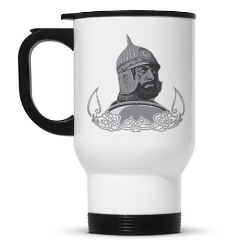 Кружка-термос с принтом витязь, воин, солдат.