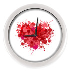 Настенные часы (без цифр) Сердце из брызг краски