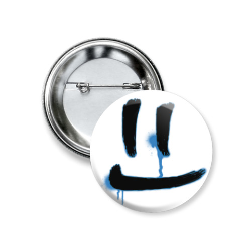 Значок 37мм с принтом Улыбка с подтёками