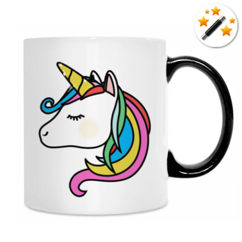 Кружка-хамелеон с принтом Единорог