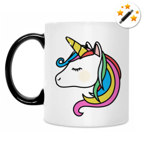 Кружка-хамелеон с принтом Единорог