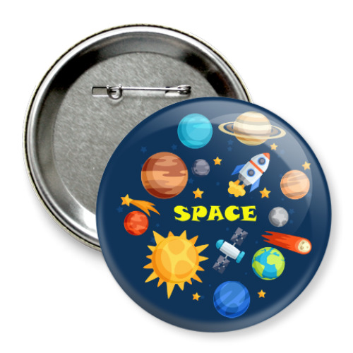 Значок 75мм с принтом Space (Космос)