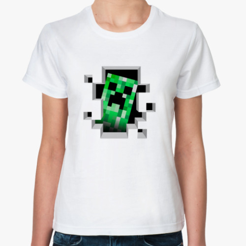 Классическая футболка с принтом 'Крипер внутри'