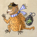 Новогодняя обезьяна с гранатой