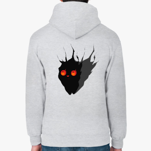 Толстовка худи с принтом Угольный кот