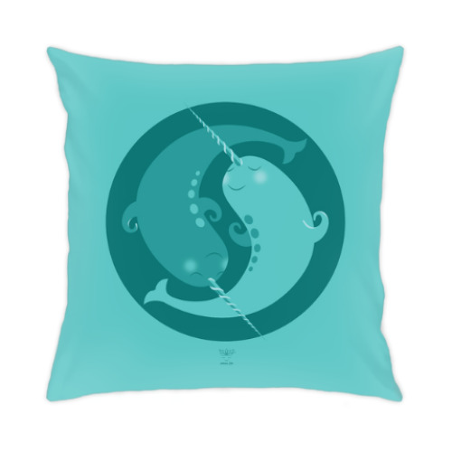 Подушка с принтом Animal Zen: N is for Narwal