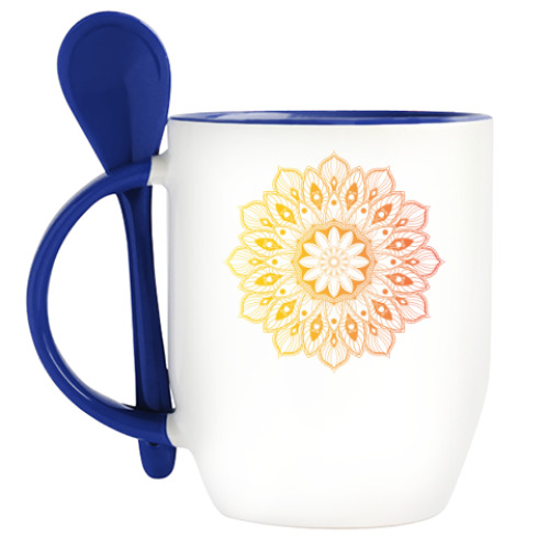 Кружка с ложкой с принтом Узор, паттерн