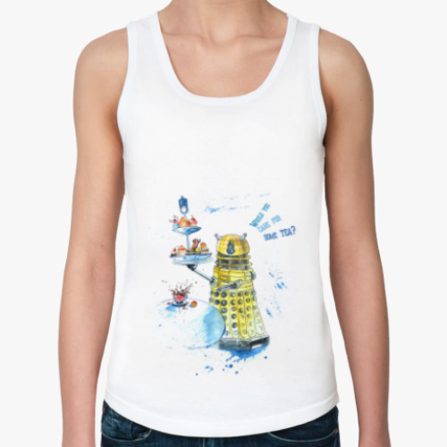 Женская майка с принтом Доктор Кто. Далек. Хотите чаю?