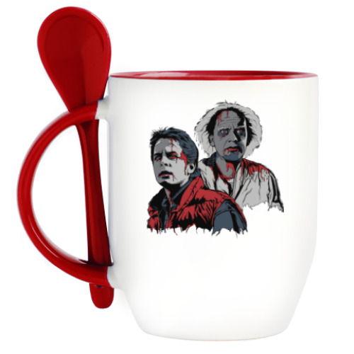 Кружка с ложкой с принтом Back to the dead