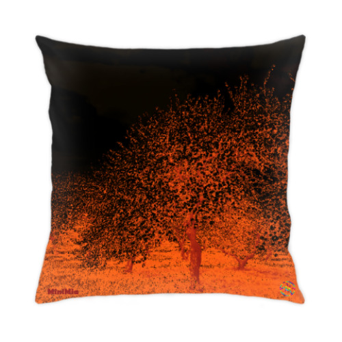 Подушка с принтом Яблоневый сад - янтарь